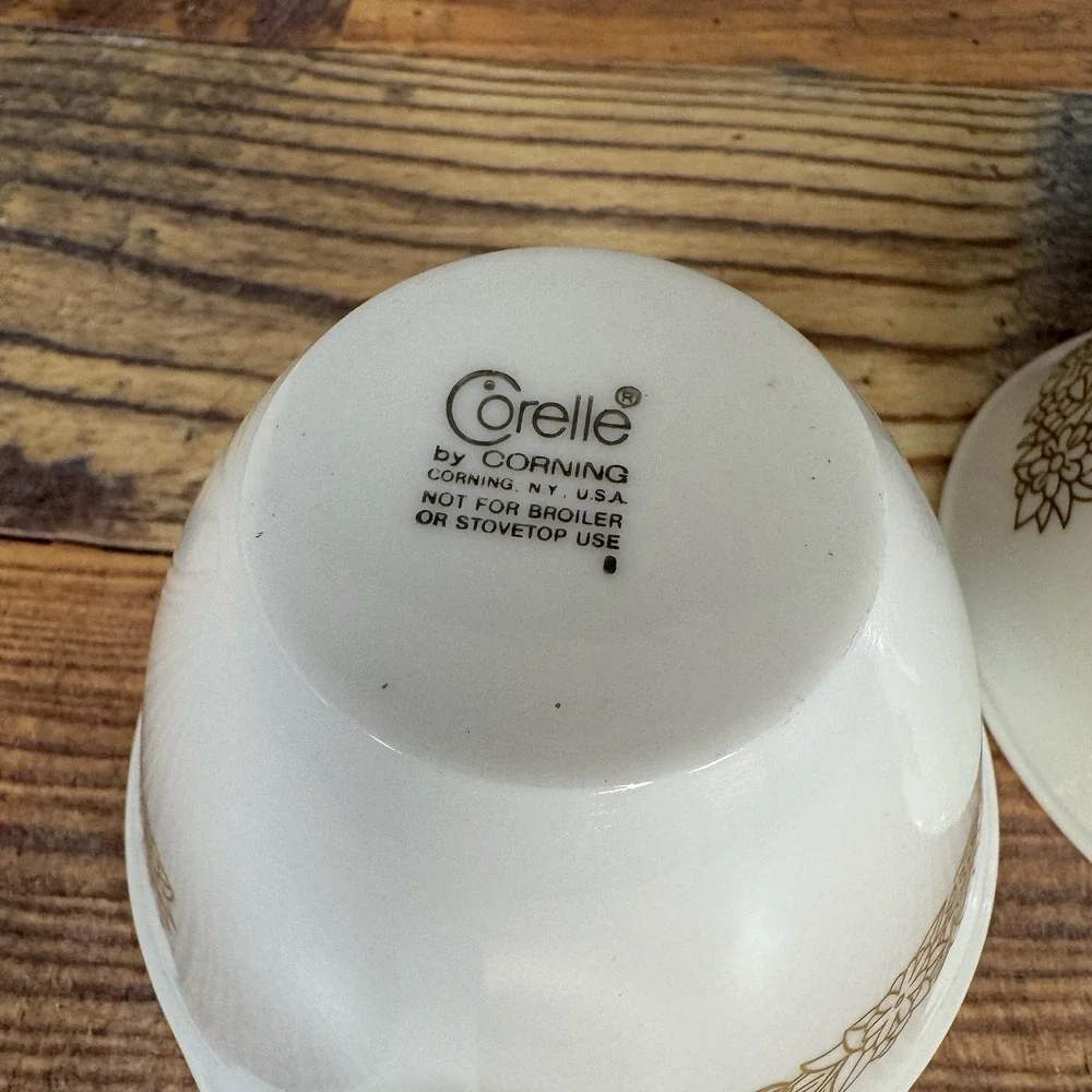 Vintage Corelle White Woodland Brown Sugar Bowl & Hook Handle Creamer Set‎